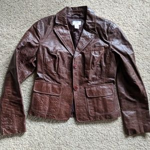 Ann Taylor Loft WOMEN'S size 2 brown leather coat